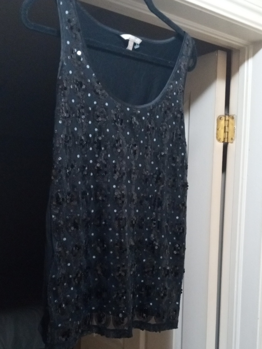 Banana Republic Black Sequin & Bead Scoop Neck Camisole